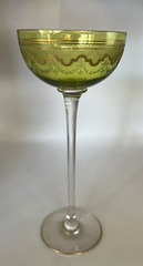 Antique St Louis France Beethoven Crystal Goblet Apertif Long Stem 6.5” Lime Grn