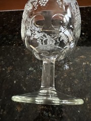 Bartlett Collins Water Goblet Etched Glass Thumb Print Gold Rimmed Glass