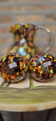 Perfect Confetti Glass Pitcher And Goblets Made In Mexico. Heavy Glass