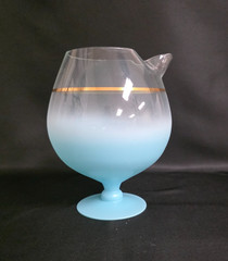 Vtg West Virginia Blendo Aqua Blue Frosted Cocktail Pitcher Footed Snifter MCM