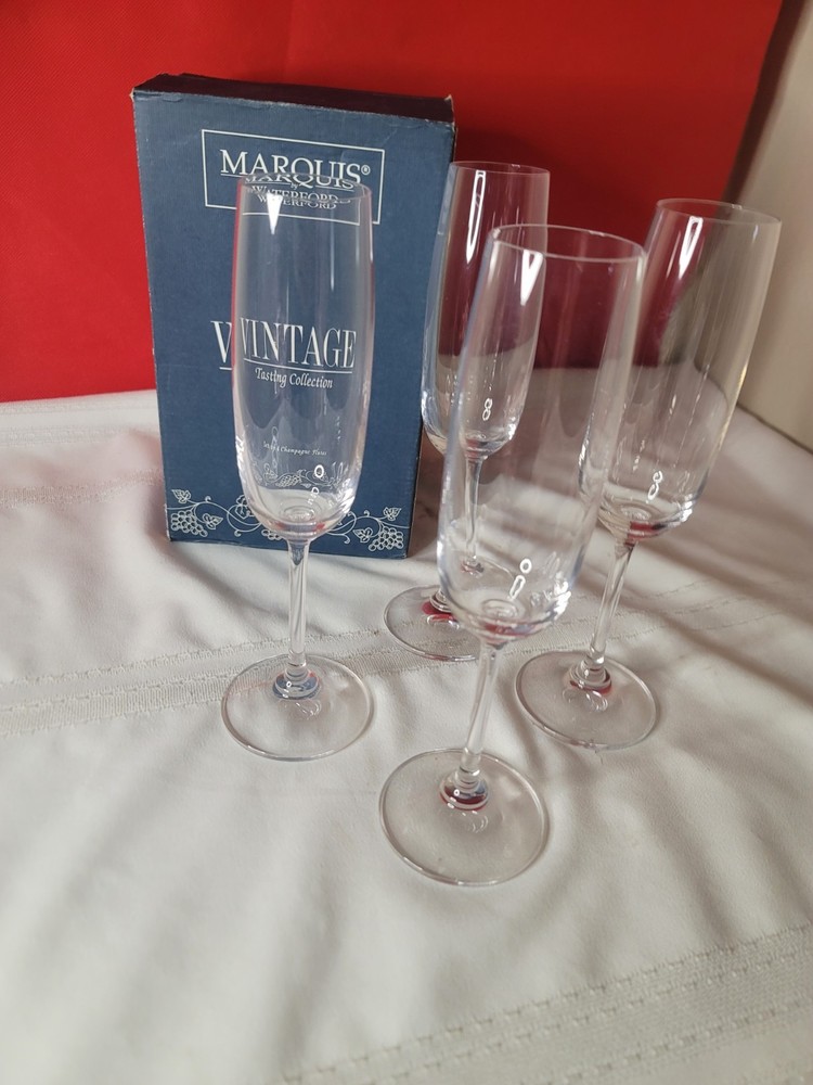Waterford Marquis Champagne Flutes Vintage Tasting Collection 4 Set W/Orig Box