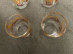 Libbey Golden Yellow Wheat Brown Amber Glasses Set 5 12oz & 2 6oz juice MCM VTG