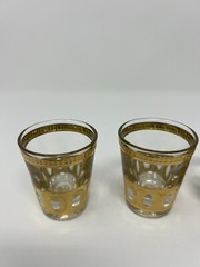 Vintage Set Of 4 Culver 22k Gold Antigua Shot Glasses 1 oz Barware MCM