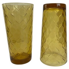 Anchor Hocking Amber Honeycomb Tumblers Set of 2 Textured 12oz Glass USA