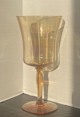 Vintage Fostoria Amber Glass 870 Optic Water Goblets Wine Glasses Set of 4
