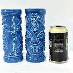 Ceramic Rum Tiki Bar Mugs Vibrant Blue by Tommy Bahama – Maui Set of 2 – 16oz