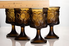 4 Goblets Noritake Spotlight Walnut Brown Water VTG 9 Ounce Bar Glass
