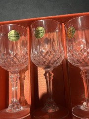 Set of 6 Cristal D’Arques Longchamp Goblet Wine Glasses 6.5″H 17.5 oz France