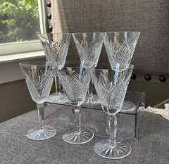 WATERFORD CRYSTAL ASHBOURNE WINE GLASSES SET OF 6 STEMWARE TOASTING IRELAND