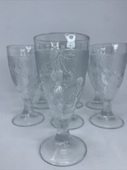 VTG Arcoroc France Clear Molded Embossed Fruit Design Goblets (S2-Bm)