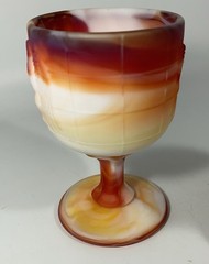 Vintage Imperial Glass Red Ruby Slag End of Day Wine Goblet Set Of 2