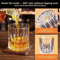 200ml Lead-Free Crystal Bourbon Glass 8oz Striped Whiskey Cup for Scotch & Vodka