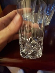 Set (4) Juice Tumblers 3-3/4″ Glasses Irish Signed Galway Crystal «Clifden Cut»