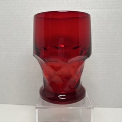 Vtg Viking Ruby Red Georgian Honeycomb Drinking Glass 5″ Water Tumbler Uv Glow