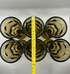 Vintage Duz Crystal Smoke Brown Champagne Water Goblets Pedestal Glass Set of 6