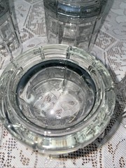 Vintage MCM Set 7 Anchor Hocking 10oz Clear Cut Tartan Scotch On Rocks Glasses