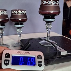 RARE Stryi Glass Factory USSR Amethyst Hand Painted Wine Glasses Set 5 1970