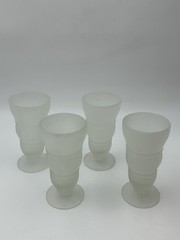 Ice Cream Frosted Indiana Glass Soda Milk Shake Footed Tumblers 14 oz Set Of 4