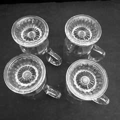 Princess House Heritage Crystal Glass Irish Coffee Mug Cup Complete Set of 4