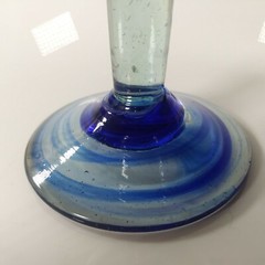 Clear & CoBalt Blue with Swirl Hand Blown Pedestal Stem Drinking Wine Goblet