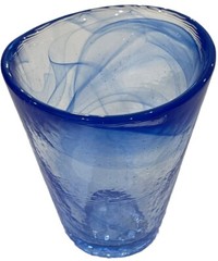 Kosta Boda MINE Ulrica Hydman Vallien UHV Glass Tumbler – Sweden – Blue Swirl