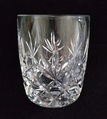 One (1) LENOX USA Charleston Double Old-Fashioned Glass Cut Criss-Cross & Fan