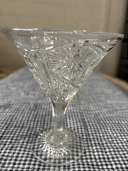 Vintage Imperial American Clear Cut Pressed Champagne Glass Star of David