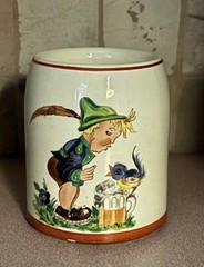 Vtg 1960 RW Rudolf Wächter Hand Painted Ceramic German Beer Stein Mug