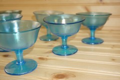 Stretch Glass Fenton? Celeste Blue (6) Sherbet or Champagne Glasses, 3 1/2″ S13