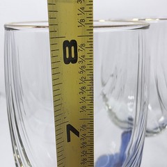 Libbey Crystal Blue Water Wine Goblets Arby’s Drape Optic Blue Stem Gold Trim