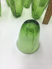 13 vtg Drinking Glass tumbers Green Grass line organic stylized leaves heart