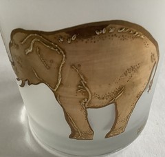 VTG GUMP’S Frosted & 22-Karat Gold Elephant Motif Old Fashioned Glasses Set Of 4