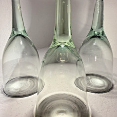 Hand Blown Green Tint Stemmed Wine Glasses Set of 3 Vintage Artisan 8oz