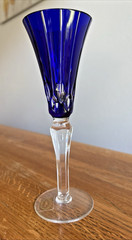 Ajka Cut to Clear Crystal Flutes Set of 4 Multi Color Hungary Lead Glass H-7″