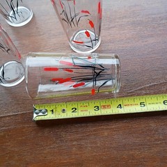 6 Hand Painted Cattail 3 3/4″ 4 oz. Water Glass Tumblers Original Vintage Lot