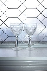 2 Vintage Franze Wittwer Mozell Elegant Water Goblets Glasses 1950s