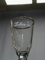Bohemian Harrach Engraved Augustus / August Gilt Cut Glass Wine Circa 1770-1800