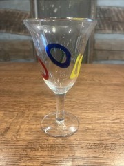 Hand Blown Glass Goblet With Colored Circles