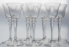 Set of 11 Steuben 6401 Wafer Stem 7 Inch Small White Wine or Port Glasses