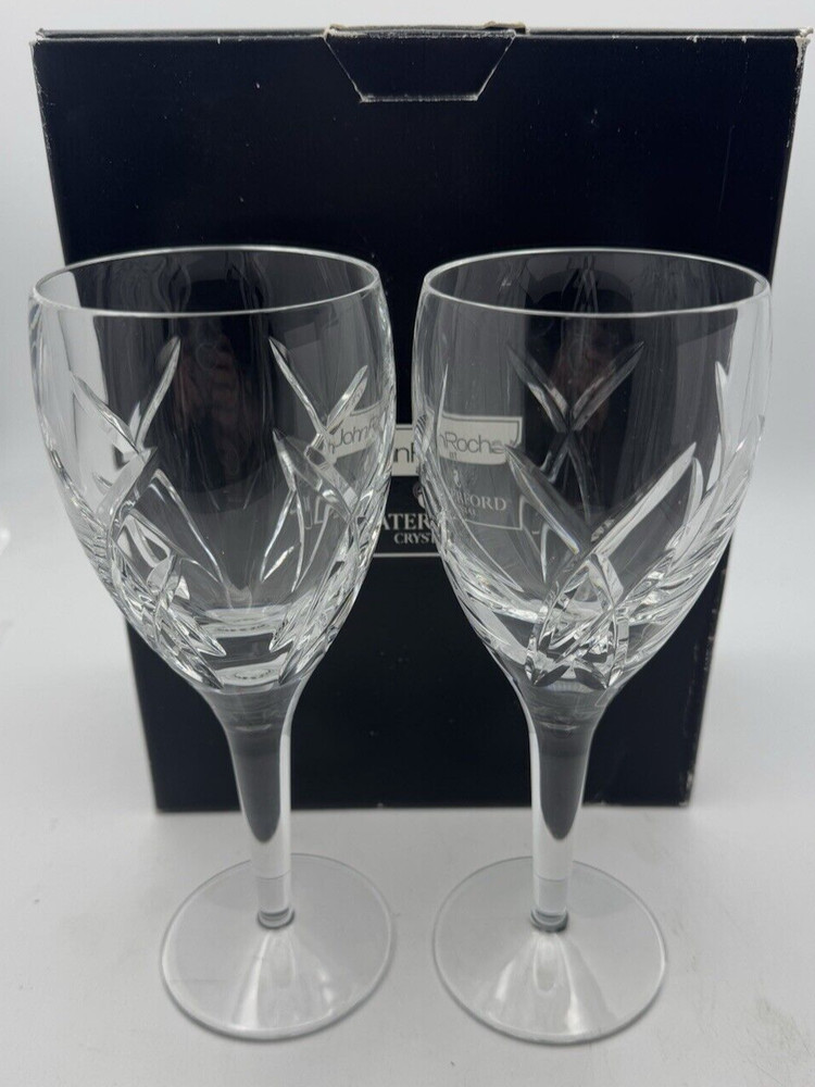 SET OF 2 WATERFORD JOHN ROCHA SIGNATURE 8.25″ WHITE WINE STEM GLASSES IN BOX
