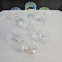 Set of 7 Vintage Moselle Iridescent Delicate Cordial Liqueur Glasses
