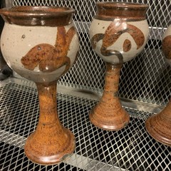 Studio Art Pottery Goblets Glazed Stoneware Handmade Set of 4 Christ Church Wine