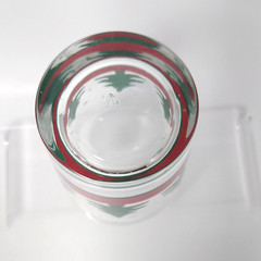 Libbey Christmas Double Old Fashioned Glasses 12oz Set of 6 Green Tree Red Band
