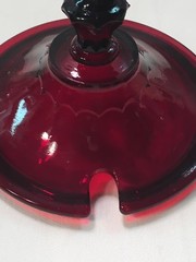Anchor Hocking Covered Marmalade or Jelly Jar – Pineapple Fan – Royal Ruby Lid