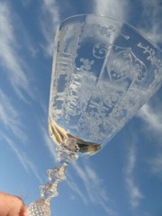 Cambridge Crystal Diane Clear Pattern Stem 3124 Etch 752, 6 Water Goblets 7 1/4″