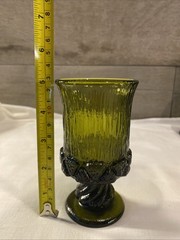 One Fostoria Sorrento Green Heavy Pressed 5” Water wine Goblet