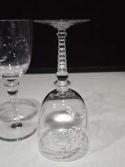 SET OF 3- Glastonbury Lotus HARVEST Cut 7.5″ WATER OR WINE Glasses