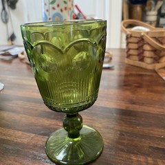 Vintage Green Glass Goblets Set 6 Retro Avocado Park Lane by Colony Glass 3 Oz