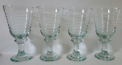 Libbey Glass 4 Vtg Sirrus Spanish Green Tinted Ribbed 7-3/8″ Water Goblets
