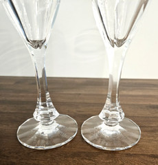 Baccarat Crystal 6 oz Monaco Champange Flute Glass 8.5″ Set of 2 Monogram
